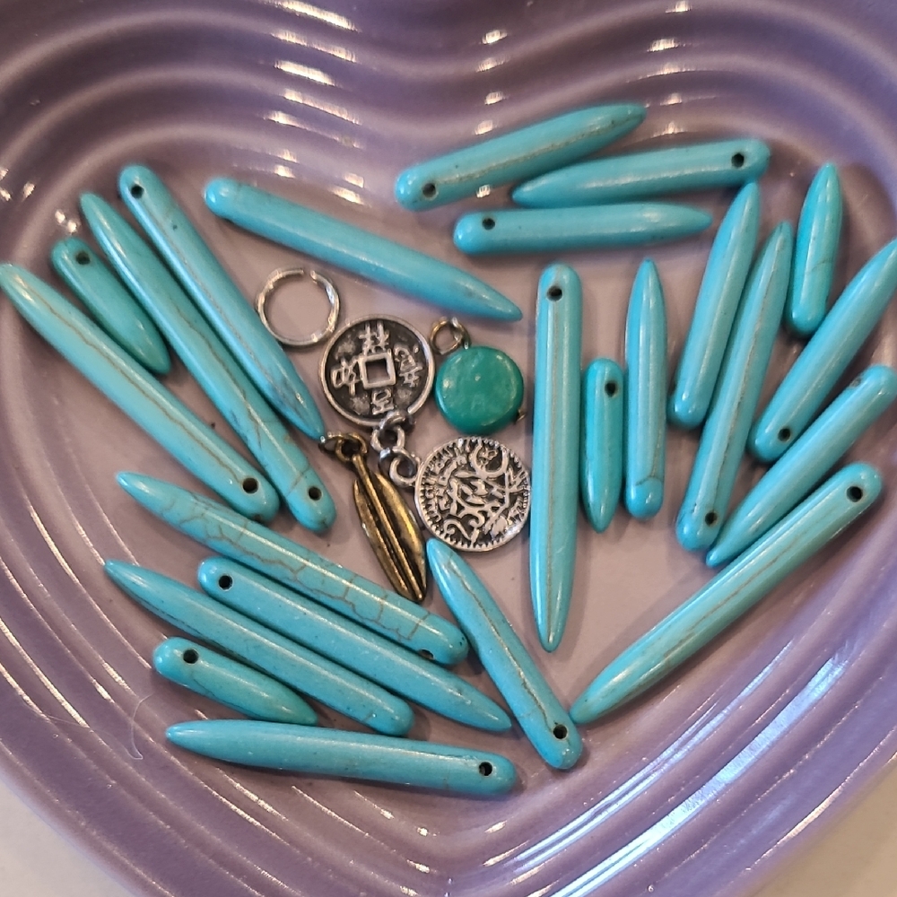 Turquoise Bead and Charm Set For Jewelry Making